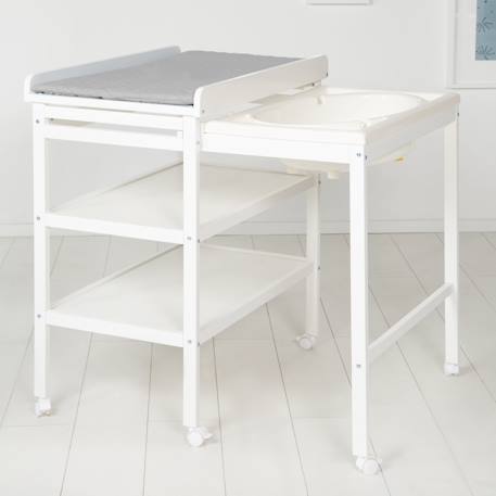 Table à langer avec baignoire coulissante + matelas à langer déperlant roba style Blanc / gris argenté+Bois naturel / gris argenté 6 - vertbaudet enfant 