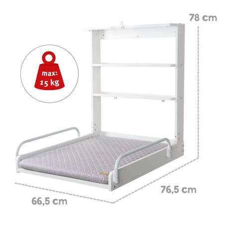 Table à langer murale pliante + matelas à langer déperlant roba style Anthracite / gris argenté+Blanc / gris argenté+Bois naturel / gris argenté+Gris taupe / gris argenté 11 - vertbaudet enfant 