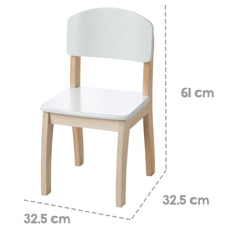 Chaise à dossier arrondi en bois massif Blanc et naturel 3 - vertbaudet enfant 