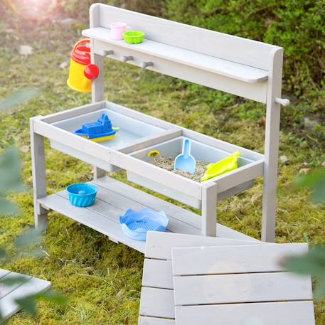 Cuisine extérieure pour enfants en bois massif Gris+Teck 2 - vertbaudet enfant 