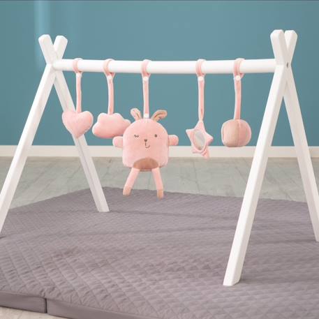 Set de 5 jouets à suspendre pour arche d'éveil lil cutie Gris argenté / ourson+Rose / lapin 6 - vertbaudet enfant 