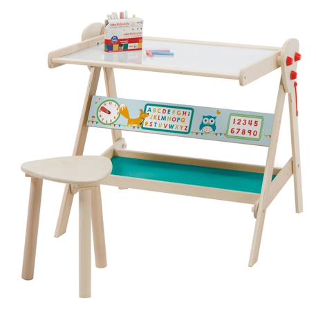 Tableau pivotant double face avec tabouret Vert / naturel 4 - vertbaudet enfant 