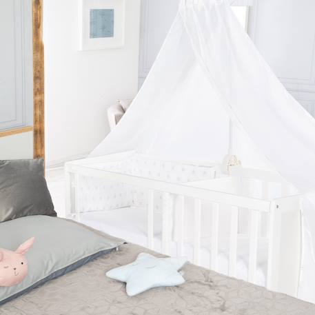 Lit bébé cododo 2en1 avec literie complète sterne grau Blanc / étoiles grises 6 - vertbaudet enfant 
