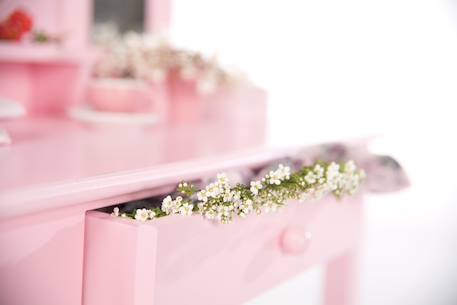 Coiffeuse enfant avec 3 miroirs et tabouret avec rangement Blanc+Rose 11 - vertbaudet enfant 
