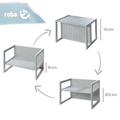 Table convertible en banc évolutif à 2 hauteurs d'assise Blanc+Gris 12 - vertbaudet enfant 