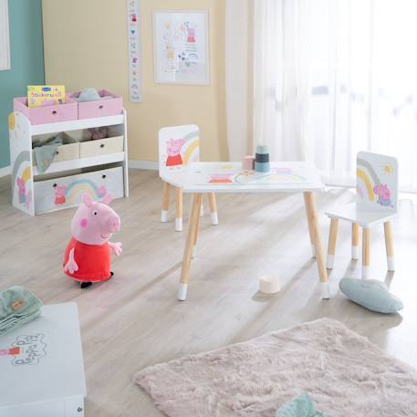 Set table et 2 chaises enfant avec pieds en bois massif Blanc - naturel / peppa pig 6 - vertbaudet enfant 