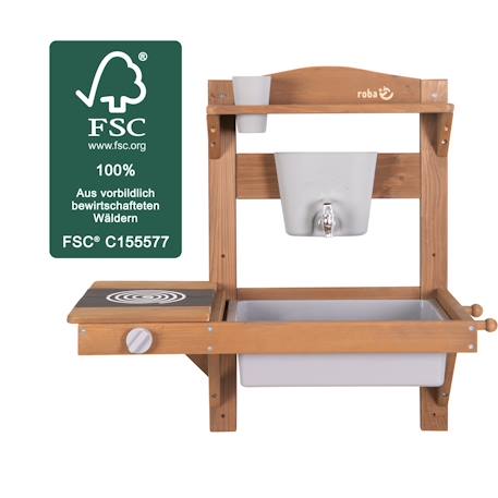 Cuisine extérieure à suspendre en bois fsc® + accessoires Gris+Teck 10 - vertbaudet enfant 