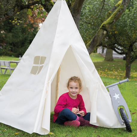 Tente de jeu indienne tipi + sac de transport Blanc cassé / beige 2 - vertbaudet enfant 