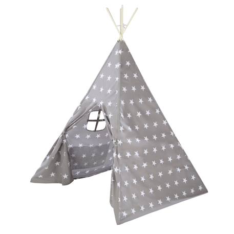 Tente de jeu indienne tipi + sac de transport little stars Gris étoilé 5 - vertbaudet enfant 