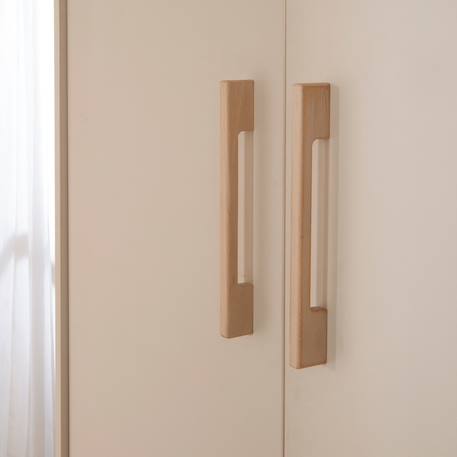 Armoire bébé 3 portes et 2 tiroirs à fermeture douce jil Cashmere / décor châtaignier 5 - vertbaudet enfant 