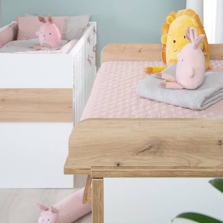 Lit bébé évolutif 2en1 à hauteur réglable lion Blanc / chêne artisan 4 - vertbaudet enfant 