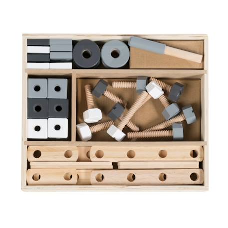 Boite à outils pour enfant - 46 pièces - caisse de bricolage Naturel, gris et blanc 1 - vertbaudet enfant 