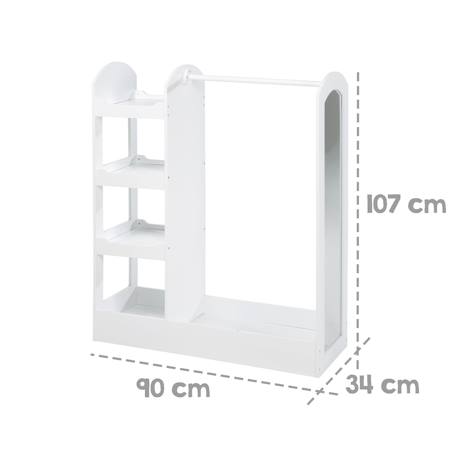 Portemanteau bébé avec miroir, penderie et étagères Blanc 2 - vertbaudet enfant 