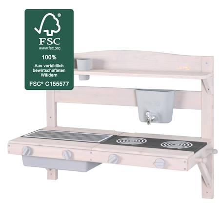 Cuisine extérieure à suspendre en bois fsc® + 2 gobelets Gris+Teck 6 - vertbaudet enfant 
