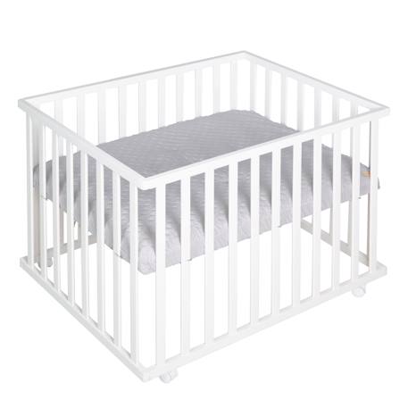 Parc bébé rectangulaire sur roulettes + tapis déperlant roba style Blanc - gris argenté+Blanc - vert givré 1 - vertbaudet enfant 