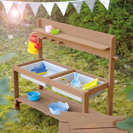 Cuisine extérieure pour enfants en bois massif Gris+Teck 8 - vertbaudet enfant 