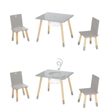 Set table et 2 chaises enfant avec filet de rangement Blanc et naturel+Gris et naturel 10 - vertbaudet enfant 