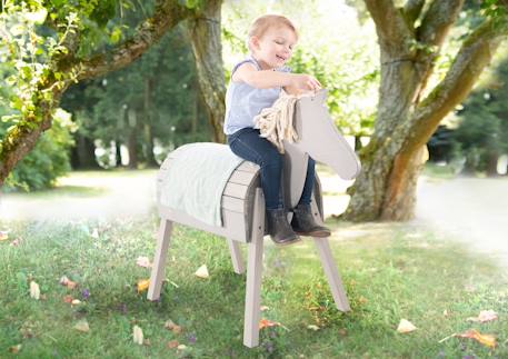 Cheval de jardin en bois massif avec crinière et queue Gris+Teck 6 - vertbaudet enfant 