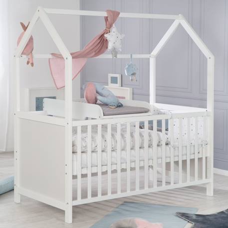 Plan à langer pour lit bébé + matelas à langer déperlant roba style Blanc / gris argenté 3 - vertbaudet enfant 
