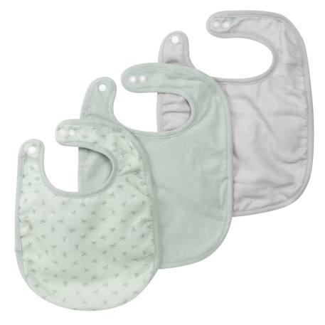 Lot de 3 bavoirs ajustables en coton bio lil planet Bleu clair et gris argenté+Rose pastel et gris argenté+Vert givré et gris argenté 13 - vertbaudet enfant 