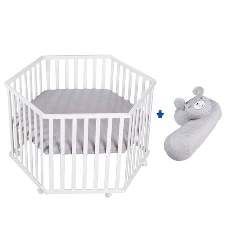 Parc bébé hexagonal + tapis déperlant et traversin roba style Blanc - gris argenté 1 - vertbaudet enfant 