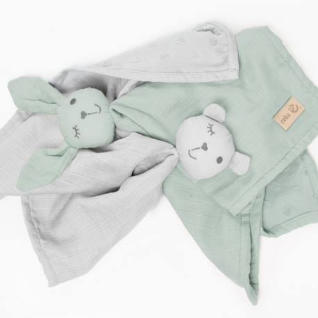 Doudou lapin en coton bio lil planet Rose pastel+Vert givré 11 - vertbaudet enfant 