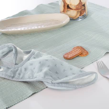 Lot de 3 bavoirs ajustables en coton bio lil planet Bleu clair et gris argenté+Rose pastel et gris argenté+Vert givré et gris argenté 2 - vertbaudet enfant 