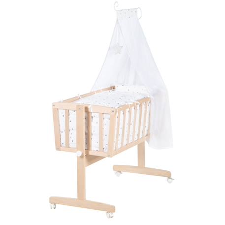Berceau complet en hêtre bio avec accessoires sternenzauber grau Bois naturel / étoiles grises 1 - vertbaudet enfant 