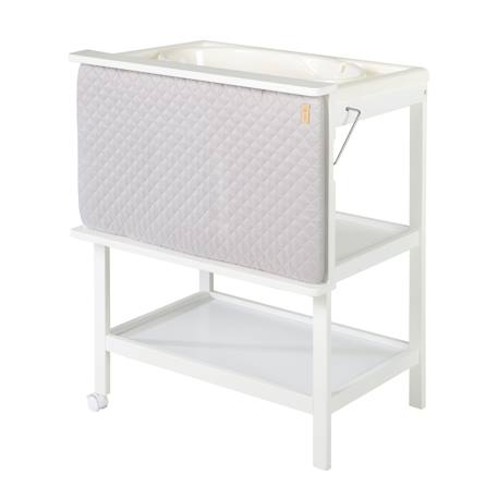 Table à langer avec baignoire 2en1 + matelas à langer déperlant Blanc / gris argenté 1 - vertbaudet enfant 