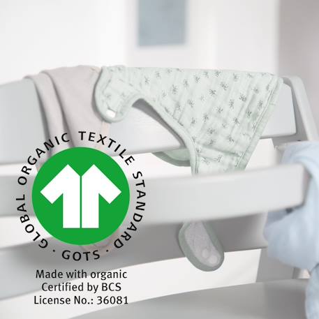 Lot de 3 bavoirs ajustables en coton bio lil planet Bleu clair et gris argenté+Rose pastel et gris argenté+Vert givré et gris argenté 18 - vertbaudet enfant 