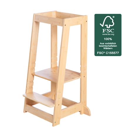 Tour d'apprentissage évolutive en bambou fsc® Anthracite+Blanc+Blanc - naturel+Naturel 20 - vertbaudet enfant 