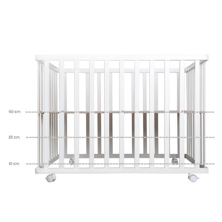 Parc bébé rectangulaire sur roulettes + tapis déperlant roba style Blanc - gris argenté+Blanc - vert givré 9 - vertbaudet enfant 