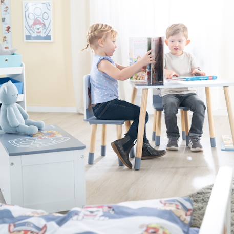 Set table et 2 chaises enfant avec pieds en bois massif Bleu gris - pat' patrouille 5 - vertbaudet enfant 