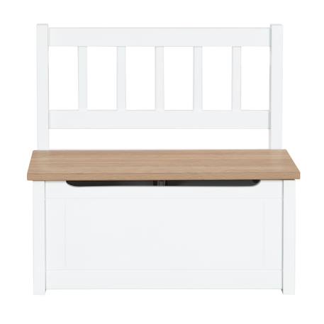 Banc-coffre à jouets en bois massif résistant aux rayures woody Blanc - naturel+Gris taupe - naturel 3 - vertbaudet enfant 