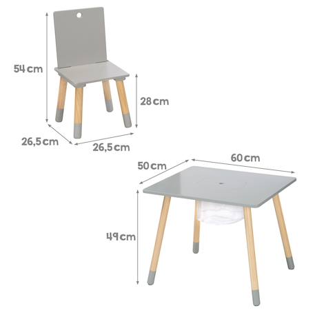 Set table et 2 chaises enfant avec filet de rangement Blanc et naturel+Gris et naturel 11 - vertbaudet enfant 