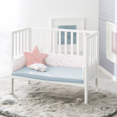 Drap housse extensible 60x120 - 70x140  en coton bio safe asleep® Beige amande+Blanc+Blanc cassé / écru+Bleu clair/ bleu ciel+Bleu indigo+Gris argenté+Rose pastel+Vert givré 9 - vertbaudet enfant 