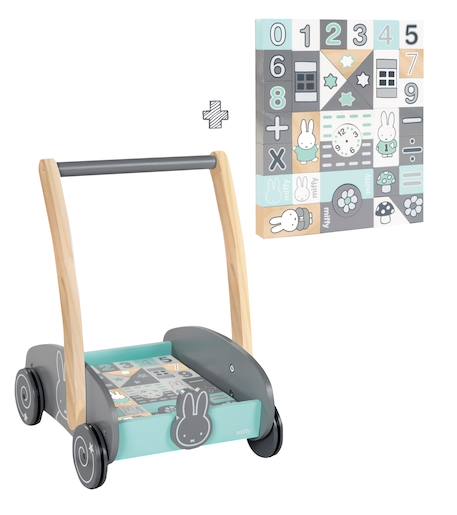 Chariot de marche + blocs de construction miffy® Gris - vert menthe / miffy 1 - vertbaudet enfant 