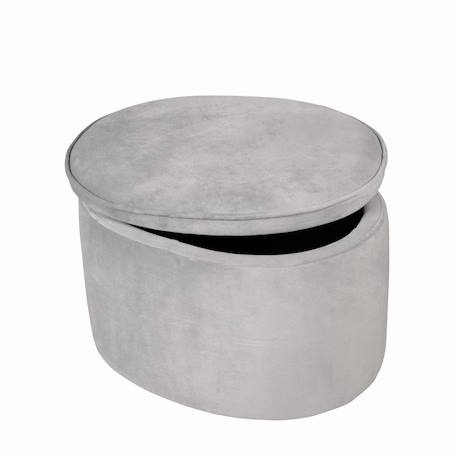 Pouf coffre ovale en bois et velours - tabouret avec rangement lil sofa Bleu clair+Gris argenté+Rose pastel 7 - vertbaudet enfant 