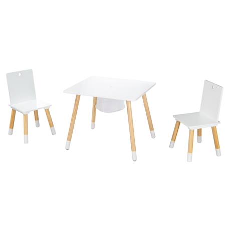 Set table et 2 chaises enfant avec filet de rangement Blanc et naturel+Gris et naturel 1 - vertbaudet enfant 