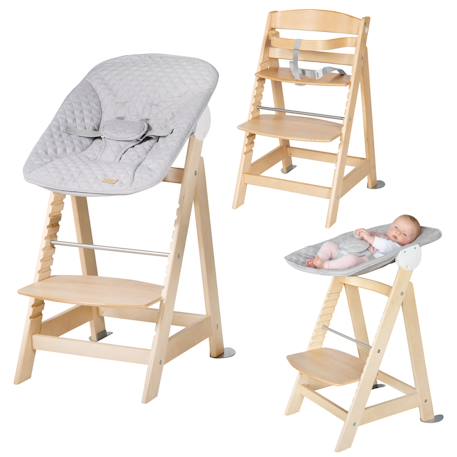 Chaise haute évolutive born up avec transat déperlant et inclinable roba style Blanc - gris argenté+Blanc - vert givré+Naturel - gris argenté+Naturel - vert givré 13 - vertbaudet enfant 