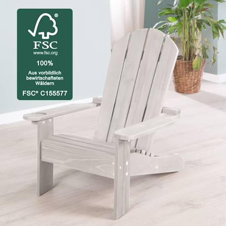 Chaise de détente pour enfant en bois fsc® avec porte-gobelet Gris 6 - vertbaudet enfant 