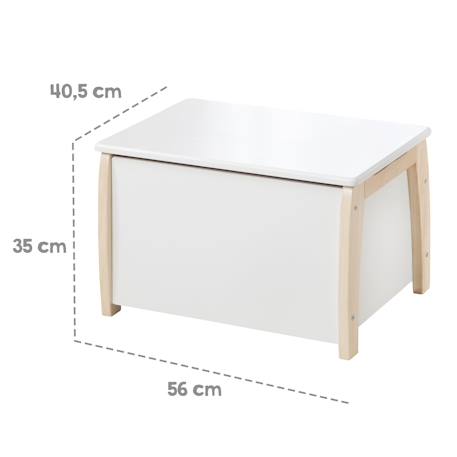 Banc coffre à jouets en bois massif avec fermeture amortie Blanc - naturel 4 - vertbaudet enfant 