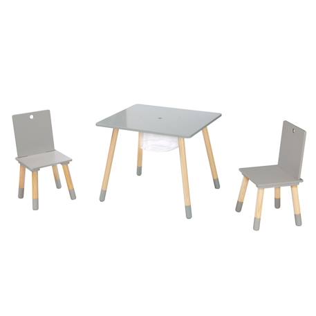 Set table et 2 chaises enfant avec filet de rangement Blanc et naturel+Gris et naturel 7 - vertbaudet enfant 