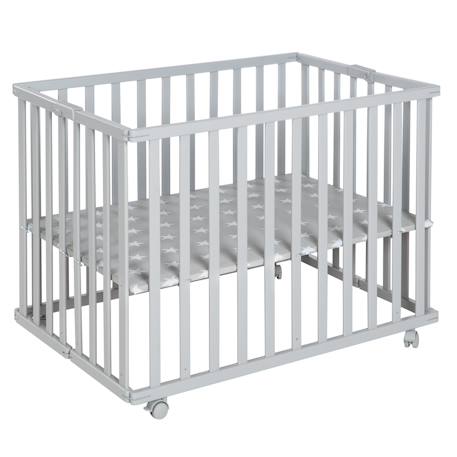 Parc bébé pliant en bois sur roulettes à freins Bicolore+Gris taupe 9 - vertbaudet enfant 