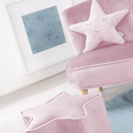 Ensemble fauteuil + pouf + coussin décoratif étoile lil sofa Bleu clair+Gris argenté+Rose pastel 15 - vertbaudet enfant 