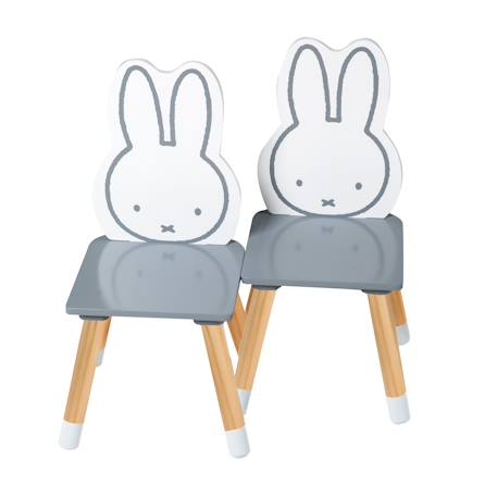 Set table et 2 chaises enfant avec pieds en bois massif Gris - naturel / lapin miffy 3 - vertbaudet enfant 