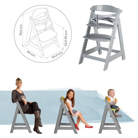 Chaise haute évolutive avec plateau repas amovible sit up click & fun Blanc+Gris taupe+Naturel 9 - vertbaudet enfant 
