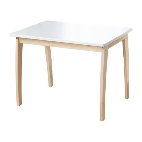 Table rectangulaire à pieds arrondis en bois massif Blanc et naturel 1 - vertbaudet enfant 
