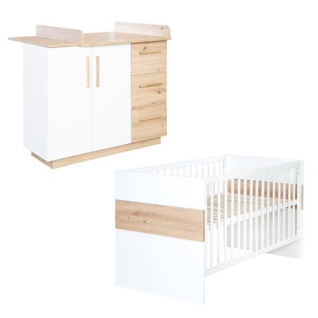 Chambre bébé évolutive 2 pièces - fermeture soft-close lion Blanc / chêne artisan 1 - vertbaudet enfant 