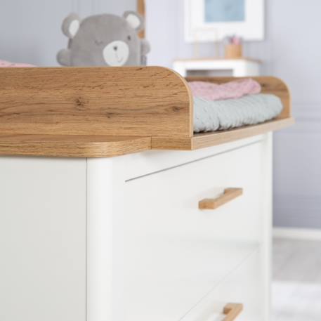 Commode à langer évolutive 3 tiroirs  ava Blanc / chêne artisan 4 - vertbaudet enfant 